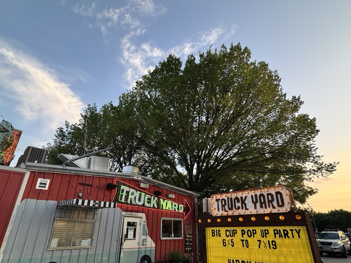 Truck Yard on Lowest Greenville at golden hour